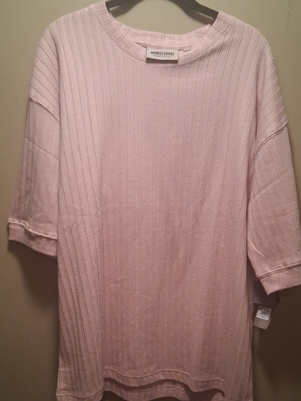 Amongst Others  Pale Pink Ribbed Knit Tee L